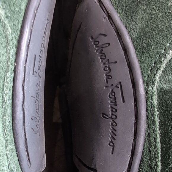 Salvatore Ferragamo Billy 2 Green Suede Driving Loafers Sz 9 - Picture 11 of 13